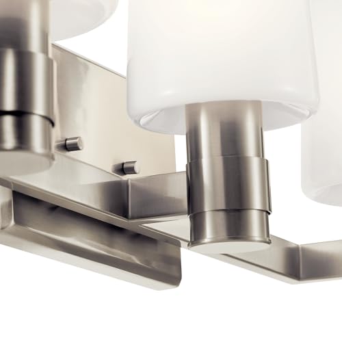 Kichler Adani 3-Light Bathroom Vanity Light, Brushed Nickel | Modern vanity light with opal glass for bathrooms and powder rooms (24" x 8.25"), 55176NI - color: Brushed Nickel, size: 24"