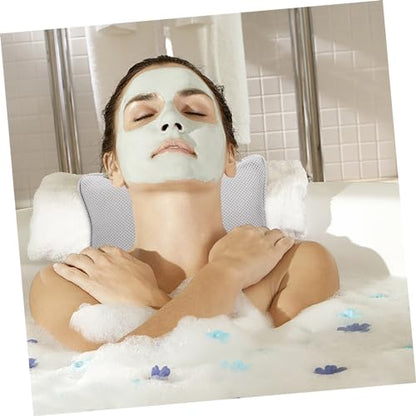 Pillow Bathtub Sturdy Material Strong Grip Suction Cups Grey Bath Pillow