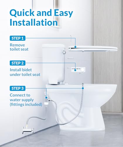 CLEAR REAR Bidet Attachment for Toilet Seat - Non-Electric with Self Cleaning Dual Nozzles, Leak Proof Connectors, Adjustable Water Spray, Rear & Feminine Wash - Hygienic Bathroom Upgrades - color: B. White