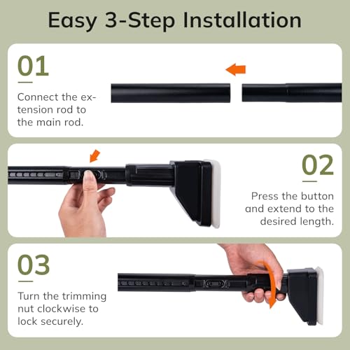 Umimile Extra Long Tension Curtain Rod 148-173 Inch, Heavy Duty No Drill | 40 LB , Super Grip Caps, Adjustable Outdoor Curtain Rod for Patio, Window, Bathroom, Never Rust 1.26'' Diameter, Black - size: 148-173”