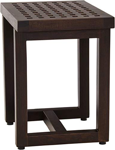 AquaTeak 18" Grate Mocha-Shield Teak Shower Bench - A. Bench | Durable, Water-Resistant Teak, Shower Chair & Shaving Foot Rest, Indoor/Outdoor Use