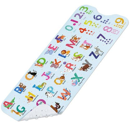 SHUCHING Baby Bath Mat for Tub Non Slip-40x16 Inch, ABC | Bathtub Mat for Kids & Toddler Mold Free, Long Shower Mat for Inside Shower with Suction Cup, Machine Washable - color: Alphabet