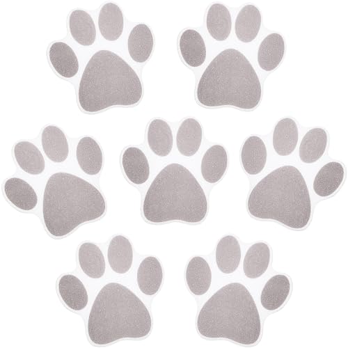 Mudder 20 Pcs Non Slip Bathtub Sticker Cute Anti Slip Shower Sticker Adhesive Black Grey Pink Paw Decal Safety Traction Grip Treads Appliques for Bathtub Pool Boat Stair Shower Floor(Gray) - color: Gray