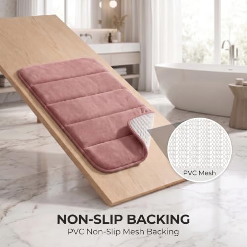 Memory Foam Bathroom Rugs Sets 3 Piece Dusty Rose - color: Dusty Rose