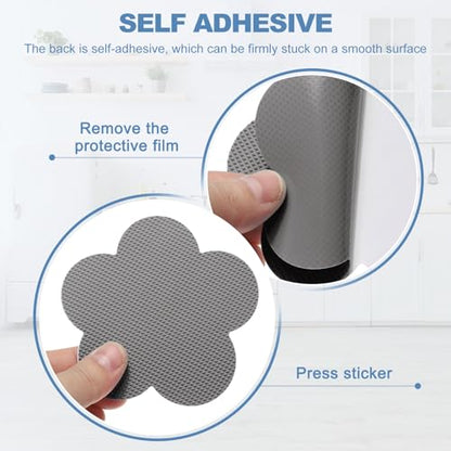 PATIKIL 12 Pcs Non Slip Bathtub Stickers, Anti Slip Shower Stickers with Scraper Bathroom Shower Floor Decals Flower Shape Cute Treads Tubs, Gray - color: Gray
