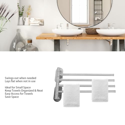 Swivel Towel Rack,Bath Towel Holder Swing Out 304 Stainless Steel 2 Or 4 Bar Folding Arm Bathroom Handtowel Rack Hanger for Kitchen (4 Arm) - color: 4 Arm