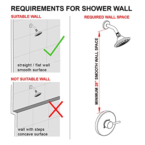 Handheld Showerhead & Rain Shower Combo for Easy Reach, 27.5" Drill-free Stainless Steel Slide Bar, 5”of 5-setting Handheld Shower and Showerhead, with 5ft Hose -Brush Nickel - color: Brush Nickel