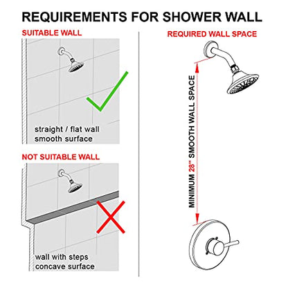 Handheld Showerhead & Rain Shower Combo for Easy Reach, 27.5" Drill-free Stainless Steel Slide Bar, 5”of 5-setting Handheld Shower and Showerhead, with 5ft Hose -Brush Nickel - color: Brush Nickel
