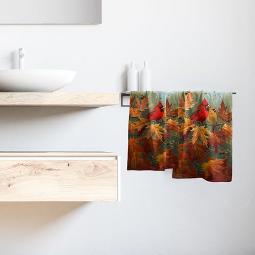 Giwawa Fall Birds Hand Towel Set of 2 Autumn Trees Maple Leaves Orange Towel Rustic Thanksgiving Face Towel Ultra Soft Fast Drying Seasonal Dish Wash Cloth for Hotel Bathroom Gym Home - color: Fall Birds