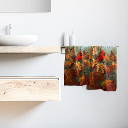 Giwawa Fall Birds Hand Towel Set of 2 Autumn Trees Maple Leaves Orange Towel Rustic Thanksgiving Face Towel Ultra Soft Fast Drying Seasonal Dish Wash Cloth for Hotel Bathroom Gym Home - color: Fall Birds