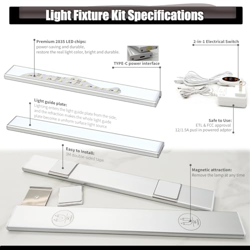 LED Vanity Light for Mirror, Bright/RA90/6000K/Dimming Makeup Lights, 12V/16W Lighting for Mirror, Lighting for Makeup Vanity Table & Bathroom Mirror - size: 11.8in Vanity Lights x2