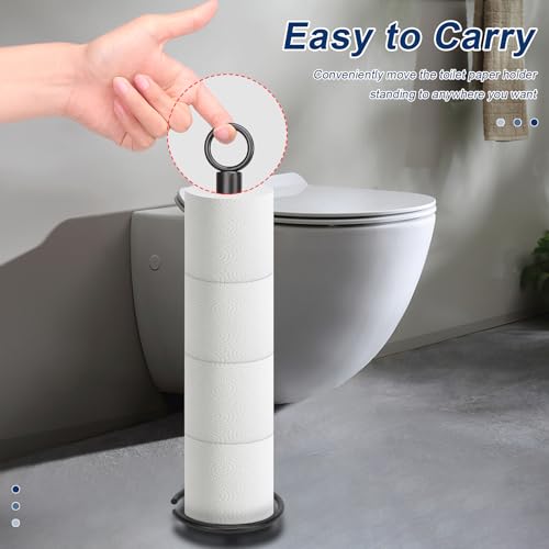 NearMoon Bath Toilet Paper Holder Stand, Freestanding Tissue Paper Storage with Reserve, Space Toilet 4 Rolls Holder for Bathroom/Kitchen Countertop-All Metal (2 Pack, Matte Black) - color: Matte Black