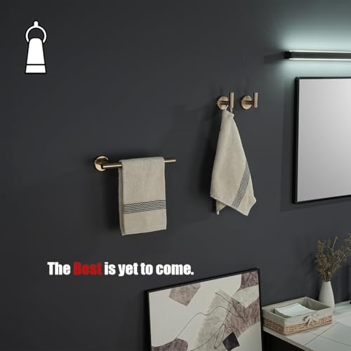 JQK 10 Inch Hand Towel Holder Towel Ring Champagne Bronze, Thicken 0.8mm 304 Stainless Steel Bathroom Hand Towel Bar, 9 Inch Useable Length Wall Mount Towel Rack, THH110L9-CB - color: Champagne Bronze