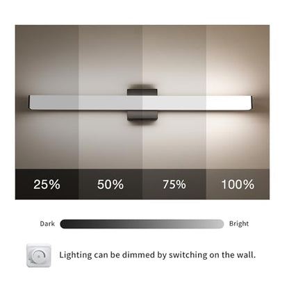 Bathroom Vanity Light Brushed Nickel Square LED 24 inch 14W 4000K Natural White Light Wall Bar Lighting Fixtures Over Mirror (Matte Black, 31.5in 4000K Dimmable) - color: Matte Black, size: 31.5in 4000K Dimmable