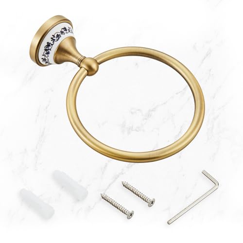 Antique Towel Ring Zinc Alloy Bathroom Kitchen Hand Ring Wall Mounted Bathroom Kitchen Towel Rack Heavy Duty Towel Hanger for Bath YIGUANXIN - color: Antique, size: Towel Ring