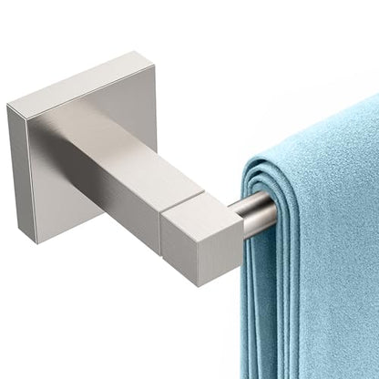 RUACQ Towel Bar, 9" Towel Racks for Bathroom Wall Mounted, Brushed Nickel | Hand Towel Holder, Total Length 10.8 Inch Single Towel Rod, 304 Stainless Steel, Rustproof, Square Base, Heavy Duty, Modern - color: Brushed Nickel, size: 9 inch(Center to Center)