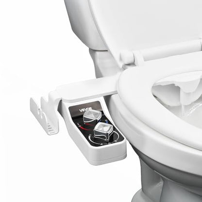 VEVOR Bidet Attachment for Toilet, Hot & Cold Non-Electric Water Sprayer - Dual Retractable Nozzles, Adjustable Water Pressure, 0.3’’ Ultra Thin Bidet Toilet Seat Attachment for Rear and Feminine Wash - style: Cool/Warm Optional - 2 rotary knobs - foldabl
