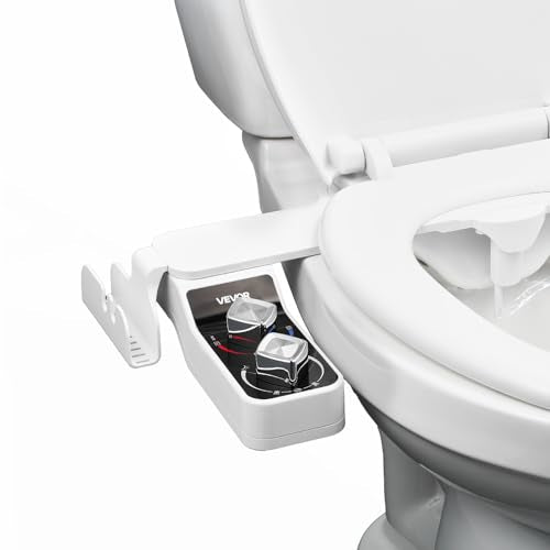 VEVOR Bidet Attachment for Toilet, Hot & Cold Non-Electric Water Sprayer - Dual Retractable Nozzles, Adjustable Water Pressure, 0.3’’ Ultra Thin Bidet Toilet Seat Attachment for Rear and Feminine Wash - style: Cool/Warm Optional - 2 rotary knobs - foldabl