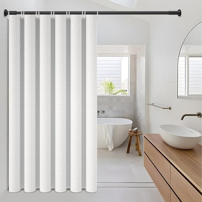 Tension Shower Curtain Rod, No Drilling, Adjustable 45-86 In, Black | 1.26" Diameter Heavy Duty Tension Rod, Easy Install, Rustproof, Tool-Free, for Bathroom Window Living Room Divider Closet - color: Black, size: 45-86"