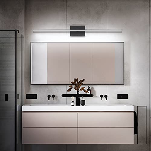Modern LED Dimmable Vanity Light 40 inch Matte Black Bathroom Wall Lighting Fixtures - color: Black- Dimmable, size: 40-inch