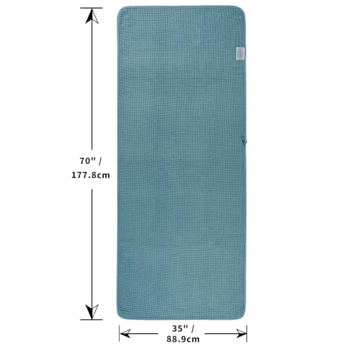 POLYTE 430 GSM Microfiber Quick Dry Lint Free Bath Sheet, 70 x 35 in, Set of 2 (Waffle Weave) - color: Green, size: 35 x 70 in