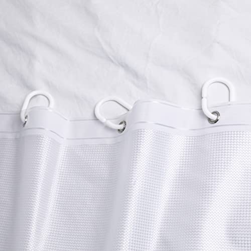 NTBAY EVA Shower Curtain Liner, 72 x 72, 6 Gauge, Semi Clear Water Cube | Water-repellent EVA Liner with 3 Bottom Magnets, 12 Reinforced Grommets, and 12 Plastic Hooks - color: Clear Checkered, size: 72"W x 72"L (Pack of 1)