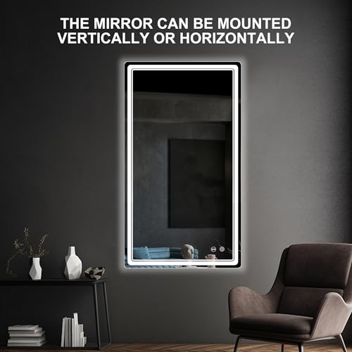 LED Bathroom Mirror with Lights, Anti-Fog, Dimmable, Lighted Bathroom Vanity Mirror for Wall, UL-Certified (27 x 48) - size: 48"L x 27"W