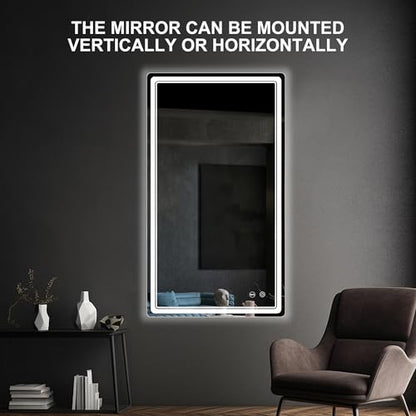 LED Bathroom Mirror with Lights, Anti-Fog, Dimmable, Lighted Bathroom Vanity Mirror for Wall, UL-Certified (27 x 48) - size: 48"L x 27"W