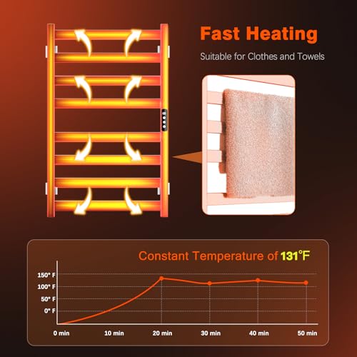 Towel Warmer, Towel Heater Rack for Bathroom, 8-bar Electric Towel Dryer Wall-Mounted Plug-in Bath Heater, 304 Stainless Steel Hot Towel Rack with Timer and Smart Temperature Control - color: Mirror Polished