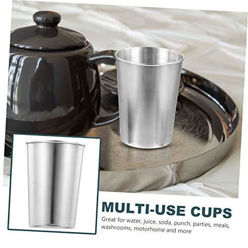 LIFKOME Stainless Steel Water Cup Silver Toothbrush Tumbler for Beverages Juice and Parties Easy to Clean Multi Use Cup for Home Washrooms and Motorhomes - size: 8.50X6.00X6.00CM