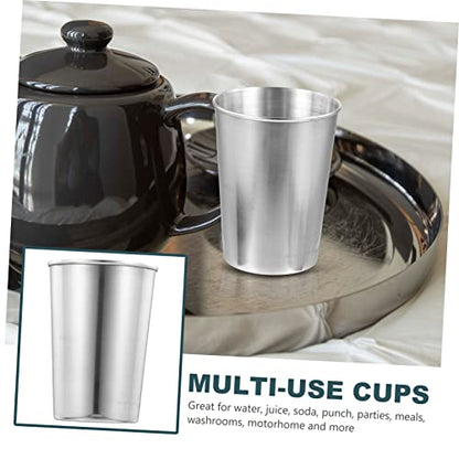 LIFKOME Stainless Steel Water Cup Silver Toothbrush Tumbler for Beverages Juice and Parties Easy to Clean Multi Use Cup for Home Washrooms and Motorhomes - size: 8.50X6.00X6.00CM