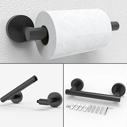 RARXTR Matte Black Toilet Paper Holder & Towel Ring SUS304 Stainless Steel 2pc Bathroom Hardware Set with Double Post Pivoting Toilet Paper Roll Holder Wall Mount & Bathroom Towel Holder Set - color: Matte Black, size: 2-Piece