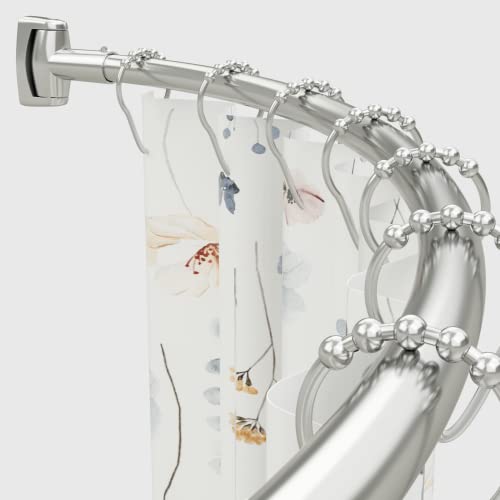 Chrsouly Adjustable 30-45 inches Curved Shower Curtain Rod, Premium Stainless Steel Rustproof Shower Rod for Bathroom, Need to Drill, Nickel - color: Nickel, size: 30-45 Inches
