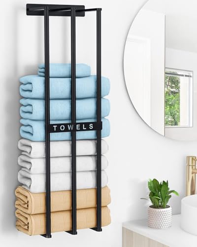 Bethom Towel Racks for Bathroom, Towel Storage Holder Space Saving, Black | 30 Inch Towel Rack for Rolled Towels, Modern Minimalist Style, Rust-Proof, Perfect for narrow shower wall & compact bathrooms - color: Black-c