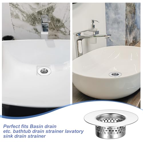 3 Pack Bathroom Sink Drain Strainer, Stainless Steel Drain Cover Sink Hair Catcher Mop Pool Slop Sinks Filter Rust-Proof Mesh Screen for Bathtub, Laundry, Utility, RV Sinks (Fits 1.25" to 1.6" Hole)