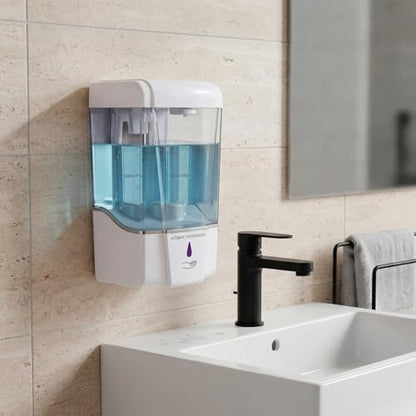 4 Pack Automatic Soap Dispenser Touchless 600 ml / 20 oz Wall Mount Hand Sanitizer Dispenser Sensor Hand Soap Pump for Commercial Place Bathroom Offices Home Kitchen Hotel (White) - color: White