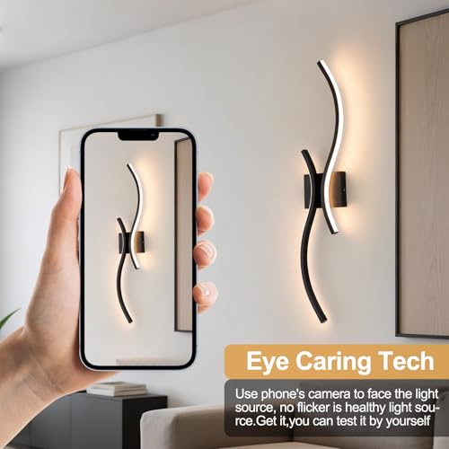 CANEOE Modern LED Wall Sconce Set of Two, 3000K Warm White Led Wall Light Fixture, 31.5inch Black Modern Sconces Wall Lighting for Bedroom, Living Room, Hallway, Staircase, Bathroom - color: Black,3000K, size: 2 Packs,31.5inch