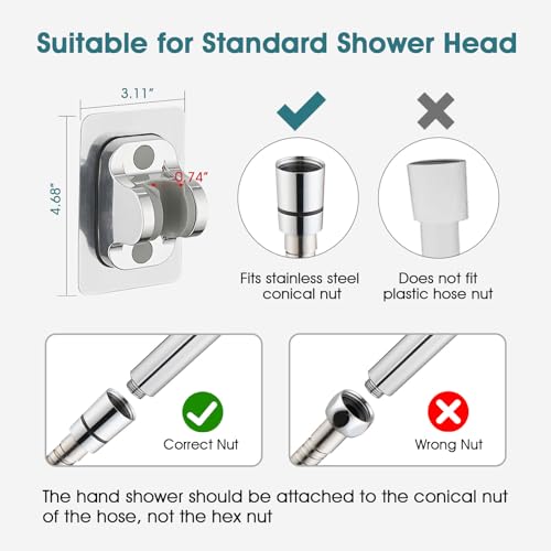 PDPBath Brass Shower Arm Diverter with Adhesive Handheld Holder for Easy Reach, Upgrade Low 3-Way Diverter with Pause Setting, G1/2 Universal Connection - Chrome - color: Chrome-3