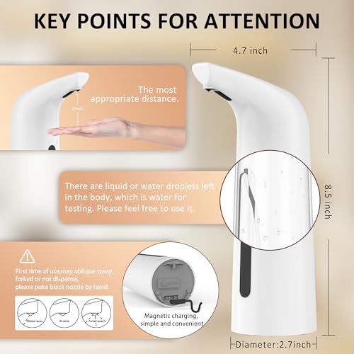 Automatic Liquid Soap Dispenser, 4-Level,Rechargeable | Plastic,13.5oz/400ml White Touchless Electric Hand & Dish Countertop Soap Dispensers with Sensor for Bathroom,Kitchen Sink - color: White, style: Rechargeable