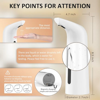 Automatic Liquid Soap Dispenser, 4-Level,Rechargeable | Plastic,13.5oz/400ml White Touchless Electric Hand & Dish Countertop Soap Dispensers with Sensor for Bathroom,Kitchen Sink - color: White, style: Rechargeable