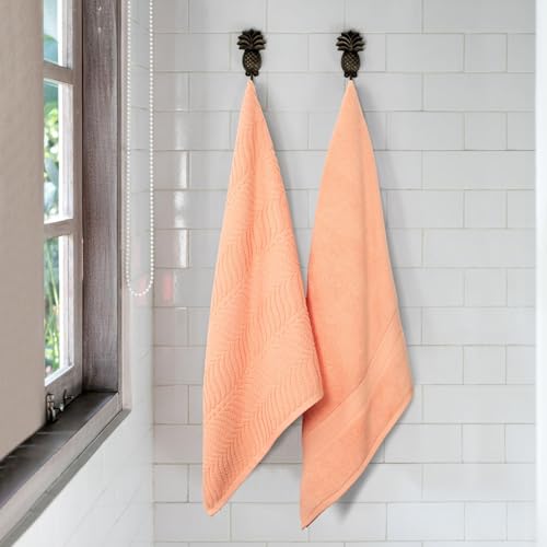 SUPERIOR Cotton Chevron Bath Sheet Set, Zero Twist, Oversized Large Absorbent Body Towels, Luxury Soft Drying, Shower, Spa, Hotel, Pool, Guest Bathroom, Home Essentials, Set of 2, Peach - color: Peach, size: Bath Sheet - 2 Pack (Solid + Jacquard)