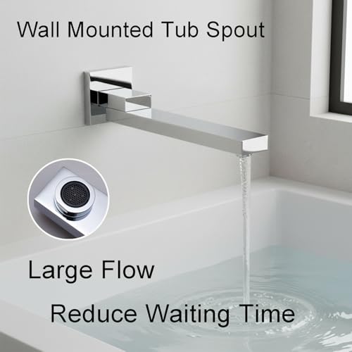 4 Way Thermostatic Shower System with 12 inch LED Shower Head, 6 Body Jet, Tub Spout, Handheld Spray, Chrome - color: Chrome, size: 12" Wall Shower