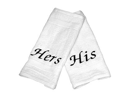Liberty21 His and Hers Embroidered Wash Cloths Towel Set for Couples. This Set Includes 2 Washcloth Towels for Body and Face. His and Hers Gifts. 100% Cotton. (White) - color: White
