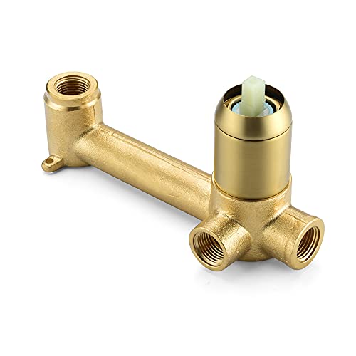 SUMERAIN Brushed Gold Bathroom Faucet Brass Wall Mount Faucet Single Handle with Rough in Valve - color: Brushed Gold, size: Right Handle