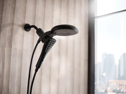 Moen Verso Round Rain Showerhead and Handshower Combination with Infiniti Dial and Magnetix Docking, 60" Hose, Matte Black, 220C2EPBL - color: Matte Black