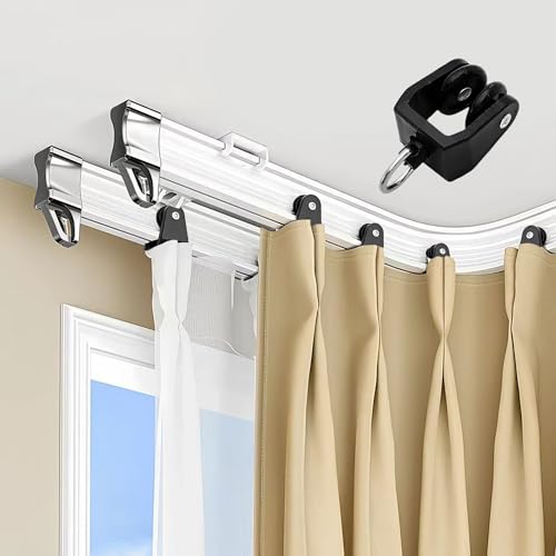 50PCS Black Curtain Track Rollers, Plastic Ceiling Rail Gliders for Window Shower Bendable Flexible Track System - color: Black