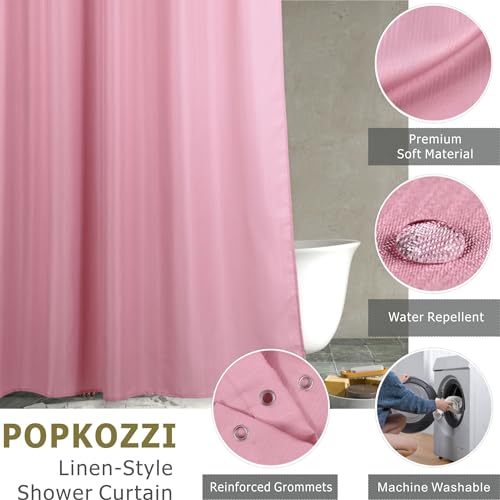 Pink Shower Curtain for Bathroom: Water Repellent Quick Dry - 72"Lx72"W | Striped Textured Linen Style Polyester Fabric Bath Curtain, Solid Simple Elegant Lightweight, Machine Washable, Semi-Sheer - color: Blush Pink, size: 72"W x 72"L (Pack of 1)