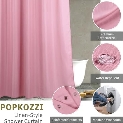 Pink Shower Curtain for Bathroom: Water Repellent Quick Dry - 72"Lx72"W | Striped Textured Linen Style Polyester Fabric Bath Curtain, Solid Simple Elegant Lightweight, Machine Washable, Semi-Sheer - color: Blush Pink, size: 72"W x 72"L (Pack of 1)