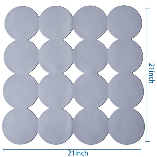 Webos Square Shower Mat Nonslip - 2PCS Rubber Bathtub Mat with Suction Cups for Inside Shower Bathroom Floor (Grey, 21X21) - color: Grey(2pcs)