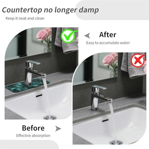 Faucet Fast Absorbent Pad - Emerald Gold Marble , Suitable For Kitchen, Bathroom, Island And Other Scenes - color: Emerald Gold Marble